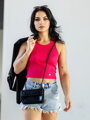 Bordázott női croptop LOLLY hotpink